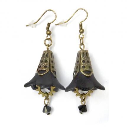 Bijoux steampunk : Boucles d oreilles fleurs steampunk.