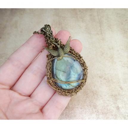 Collier labradorite nid d oiseau