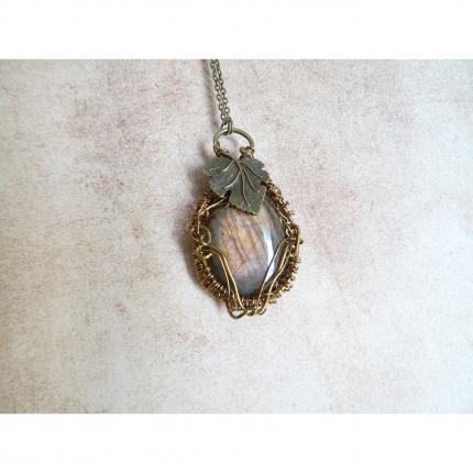 collier labradorite marron